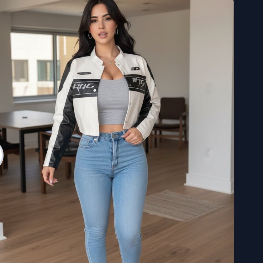 ❤️😲❤️ WOW Just in🎄🎄 Dazy Cropped Formula 1 Moto Jacket - Picture 2 of 16